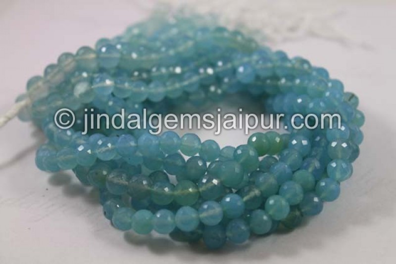 Blue Chalcedony Faceted Round Shape Beads